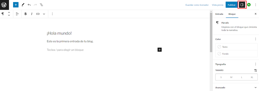 Editor de Gutenberg de WordPress