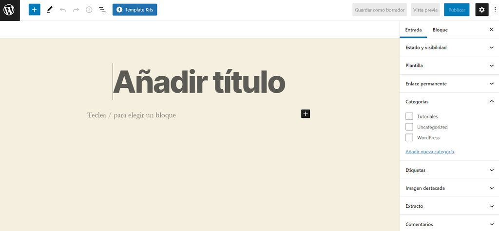 Editor de entradas Gutenberg de WordPress