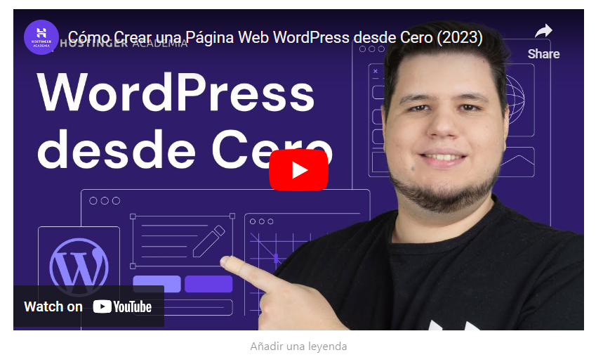 Ejemplo de video añadido en Gutenberg