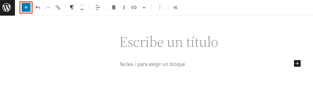 Insertador de bloques de Gutenberg