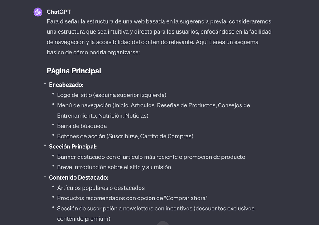 Ejemplo de uso de ChatGPT