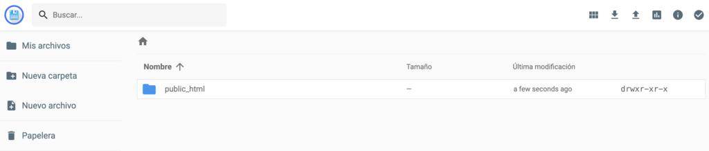 Carpeta public_html del Administrador de archivos de hPanel