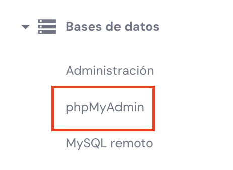 Bases de datos en hPanel