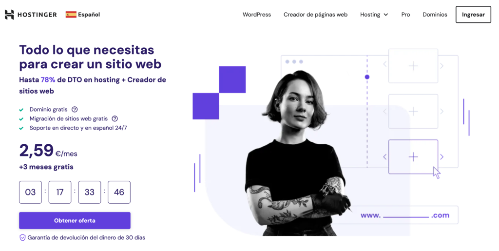 Sitio web de Hostinger