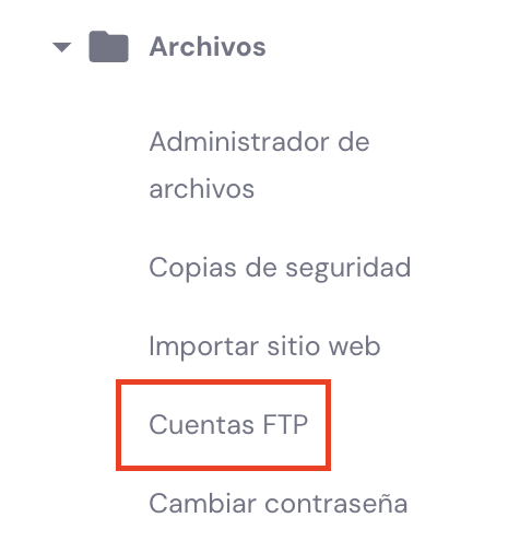 Cuentas FTP en hPanel