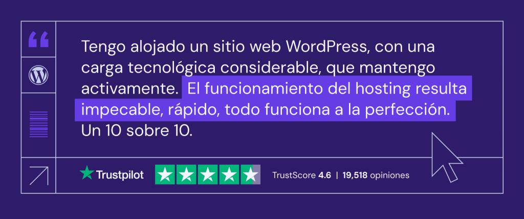 Testimonio sobre Hostinger en Trustpilot