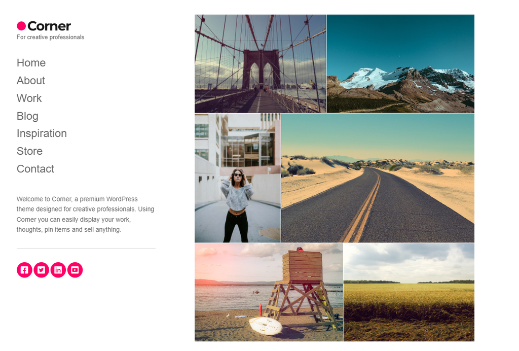 Ejemplo de sitio web con Corner