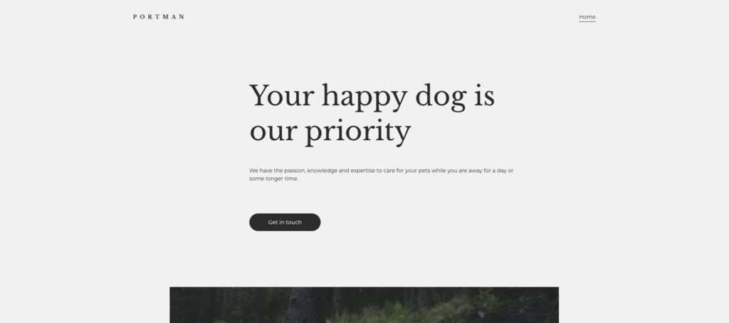 Plantilla Portman Petsitters del Creador de sitios web de Hostinger