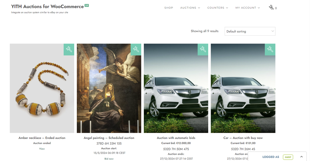 Plugin YITH WooCommerce Auctions