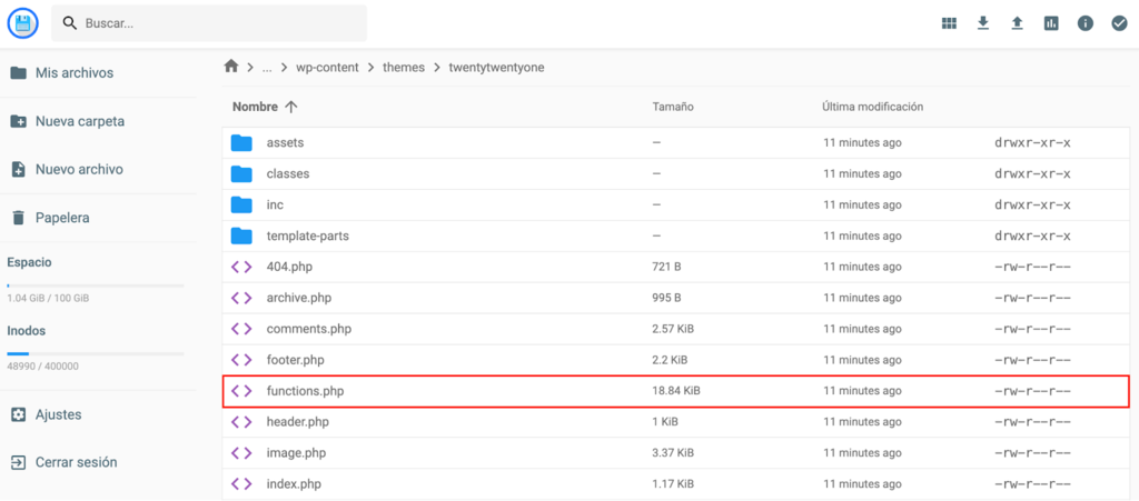 Archivo Functions.php 