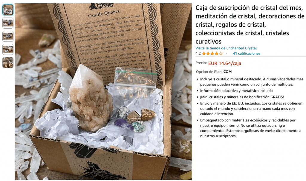 Ejemplo de caja de suscripción mensual para hacer y vender de Amazon