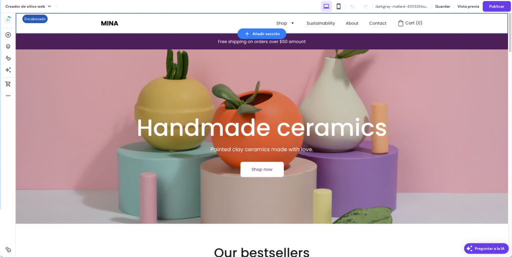 Creador de página web de Hostinger