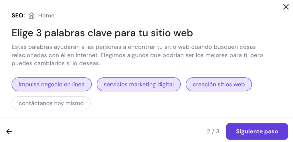 Asistente SEO del Creador de Hostinger