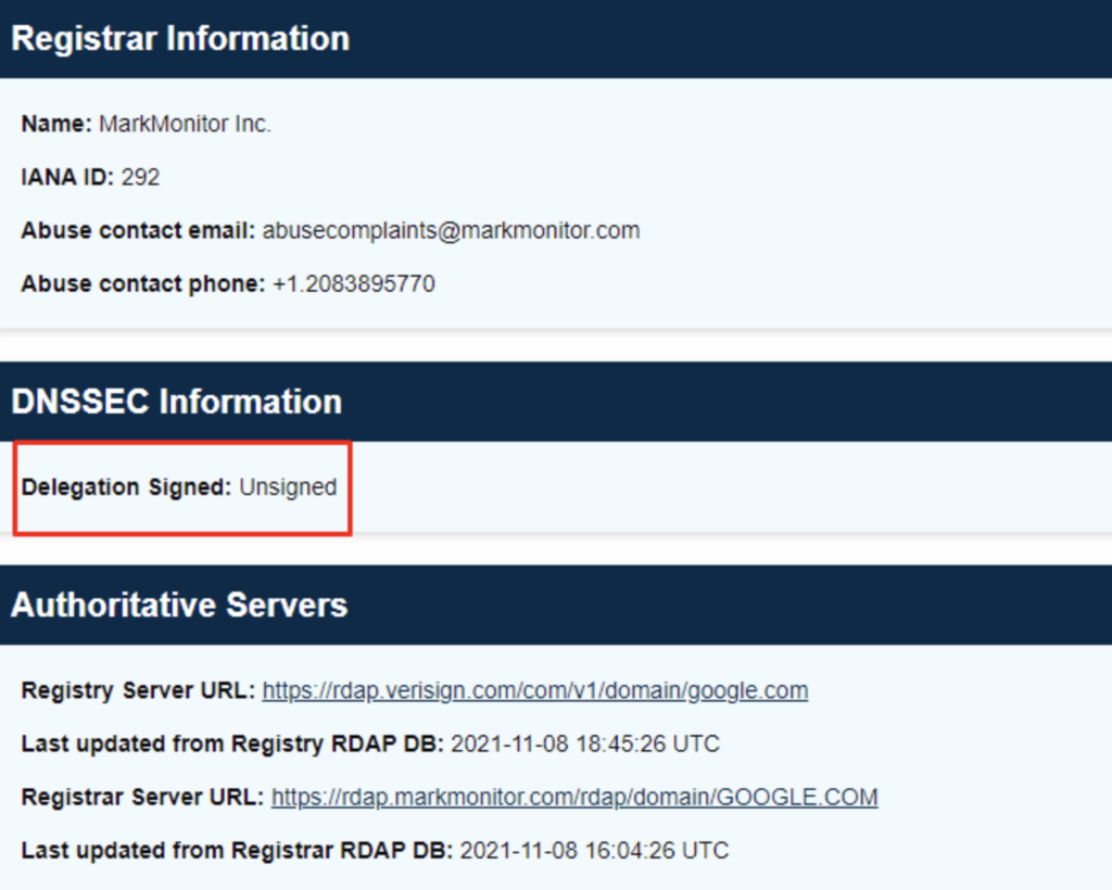 Ejemplo de DNSSEC en Whois
