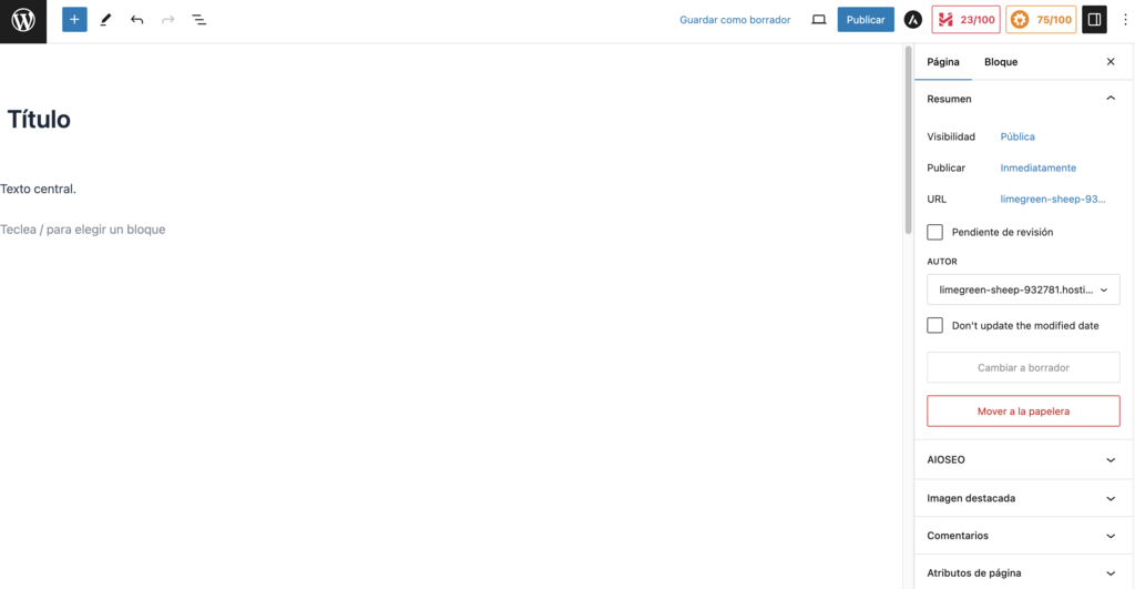 Editor de post de WordPress