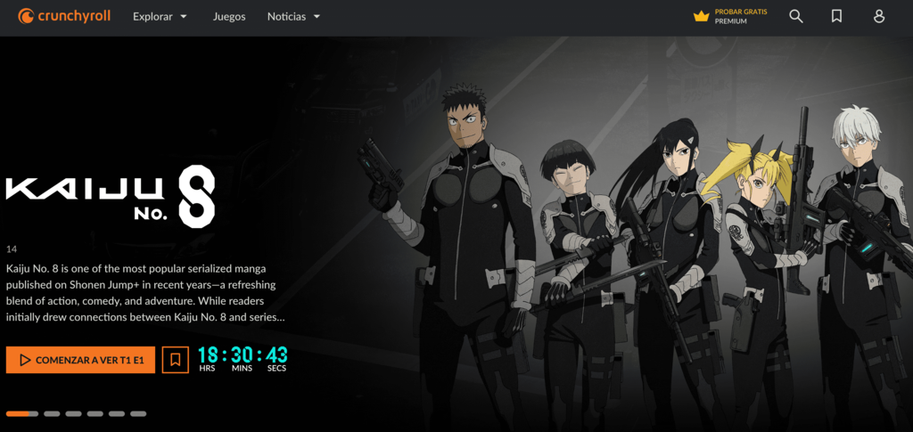 Sitio web de Crunchyroll 