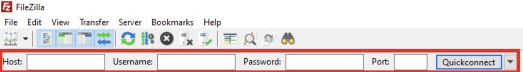 barra Quickconnect de FileZilla