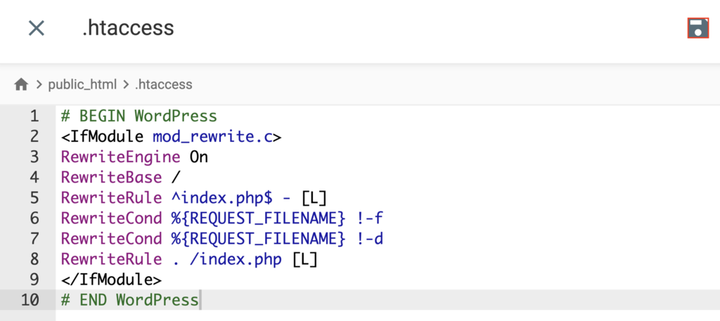 Editor de archivos con el código de WordPress de Hostinger