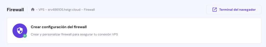 Botón de creación de reglas de cortafuegos en hPanel