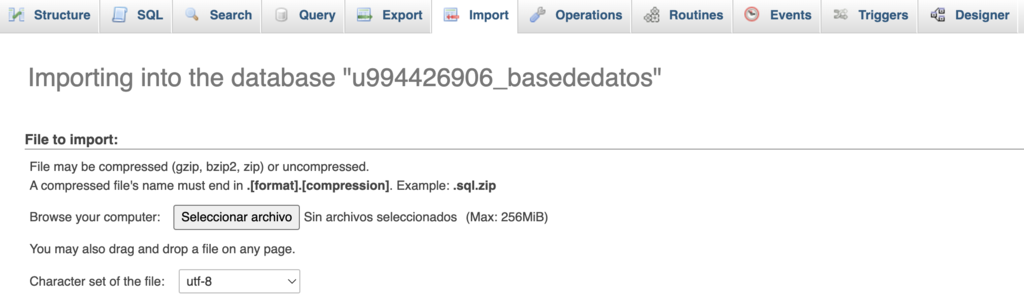 Importar bases de datos en phpMyAdmin
