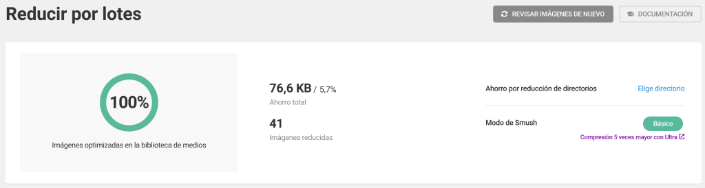 Estado de la compresión de imágenes de Smush