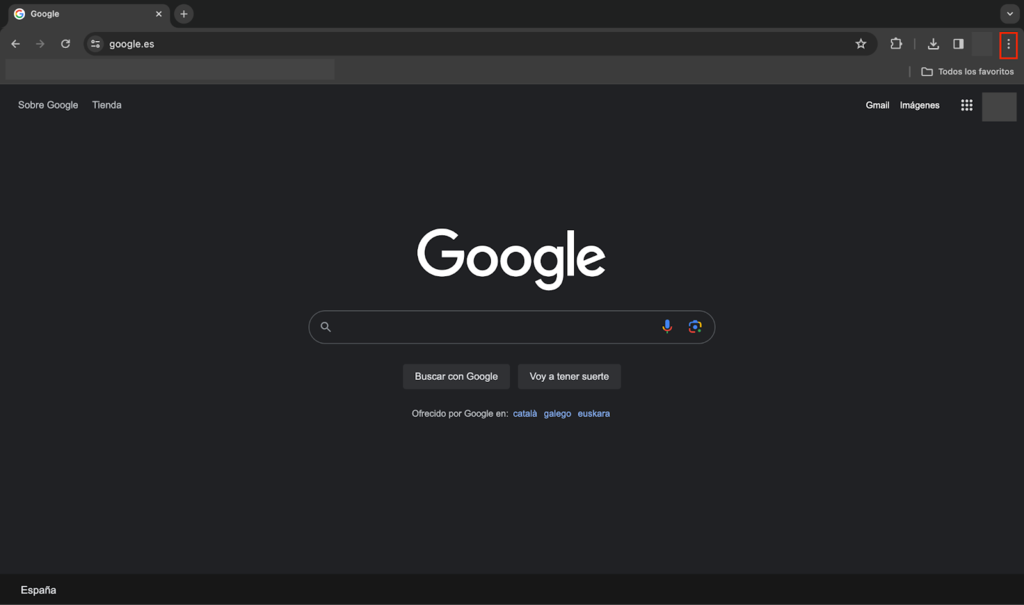 Tres puntos del navegador Google Chrome