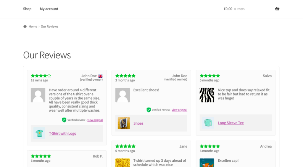 Ejemplo de review hecha con Customer Reviews