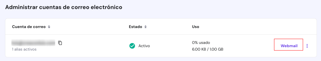 Administración de las cuentas de correo en Hostinger