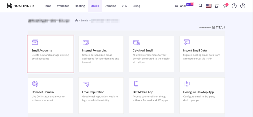 Cuentas de correo de Titan en Hostinger