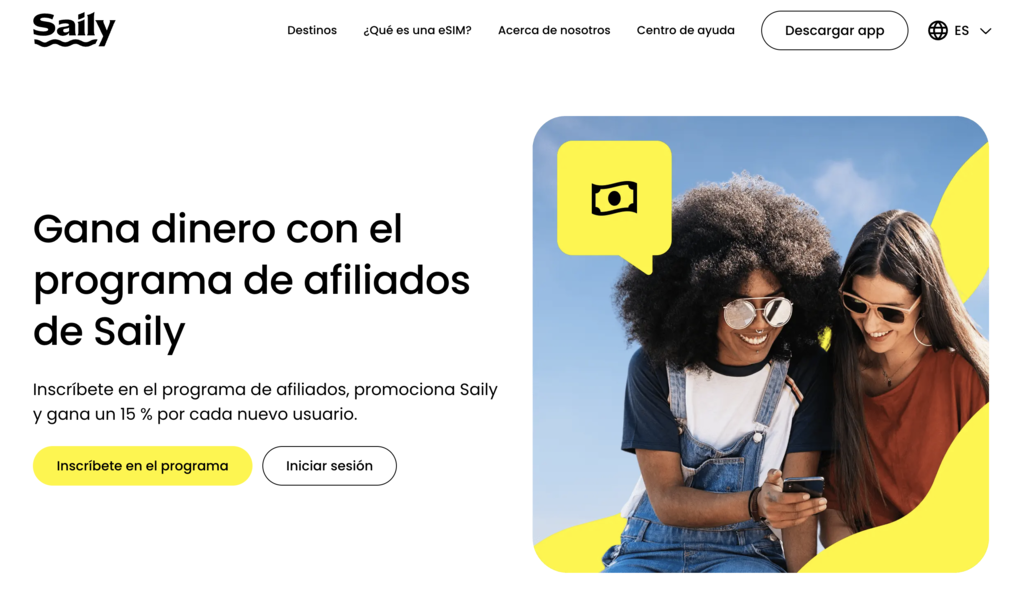 Sitio web de Saily