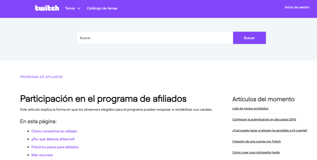 Sitio web de Twitch