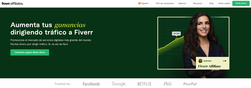 Sitio web de Fiver Affiliates