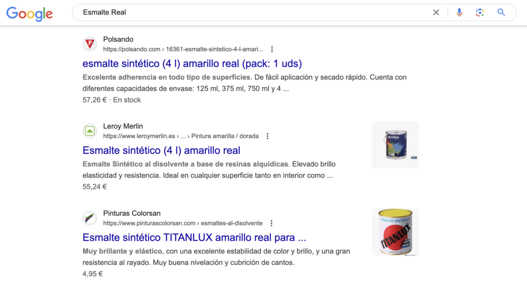 Ejemplo de búsqueda en Google