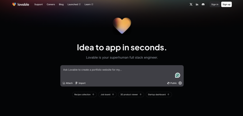 Sitio web de Lovable