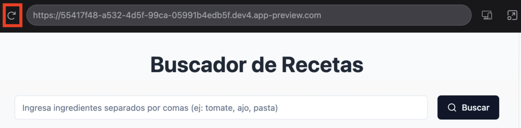 Botón de actualizar en Hostinger Horizons