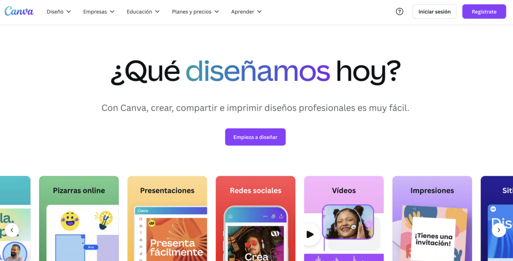 Sitio web de Canva