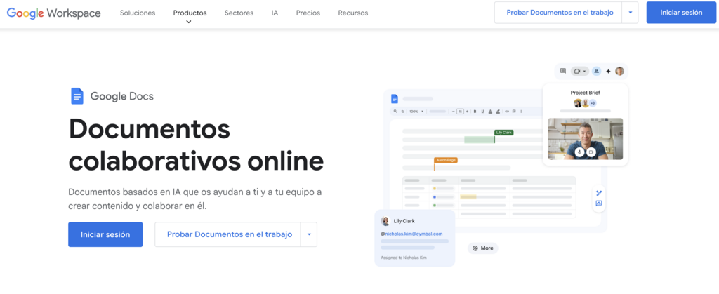 Sitios web de Google Docs