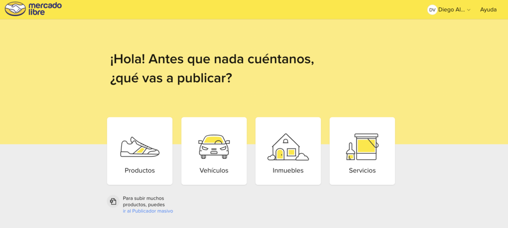 Tipo de producto o servicio a vender en la plataforma