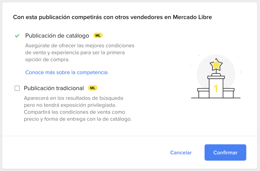 Tipo de anuncio en Mercado Libre