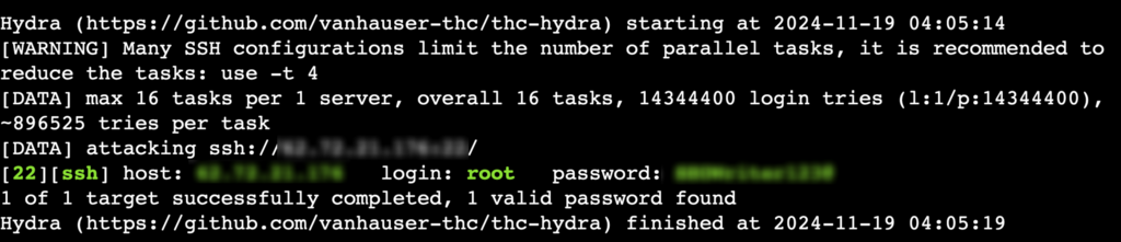 Salida del terminal Hydra