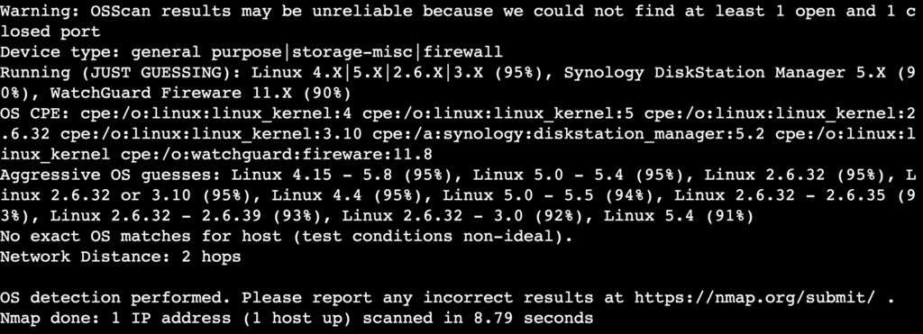 Uso de nmap -O [target_ip] en el terminal