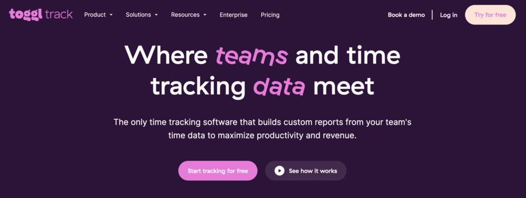 Sitio web de Toggl