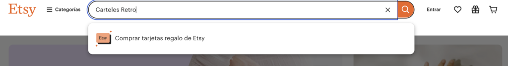 Buscador web de Etsy