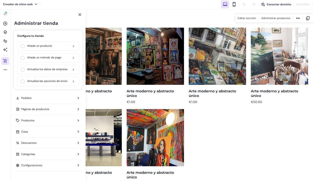 Ejemplo de tienda en HWB