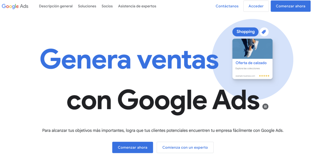 Sitio web de Google Ads
