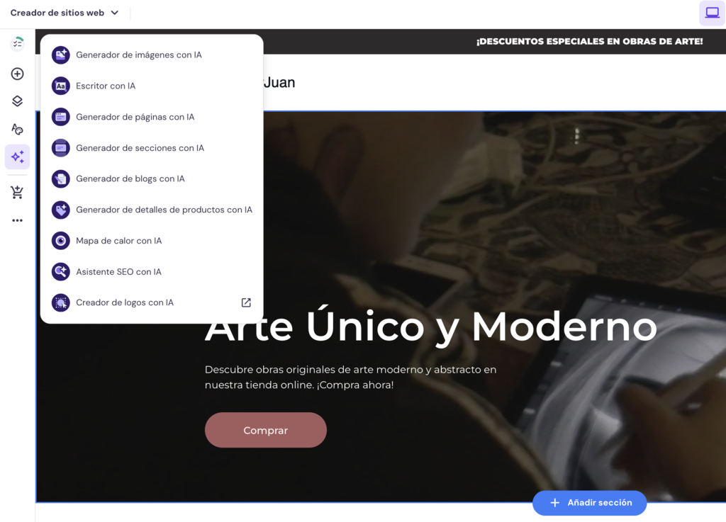 Herramientas con IA de Hostinger