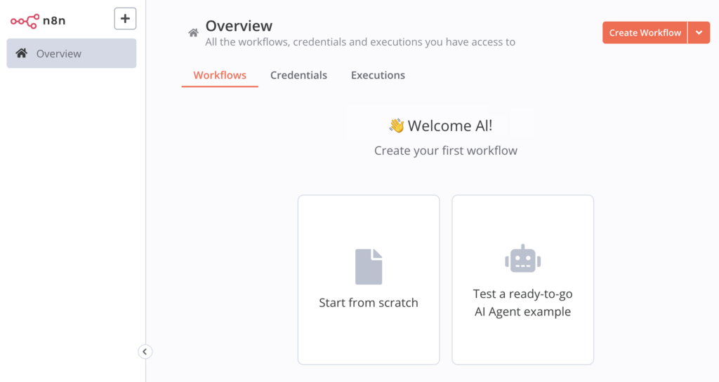 Página de información general de n8n