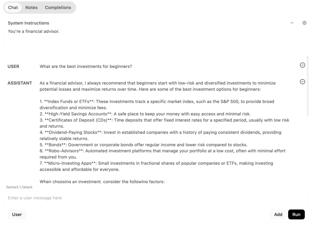 Uso de Playground de WebUI