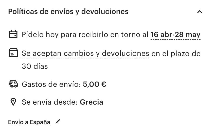 Políticas de envio de Etsy