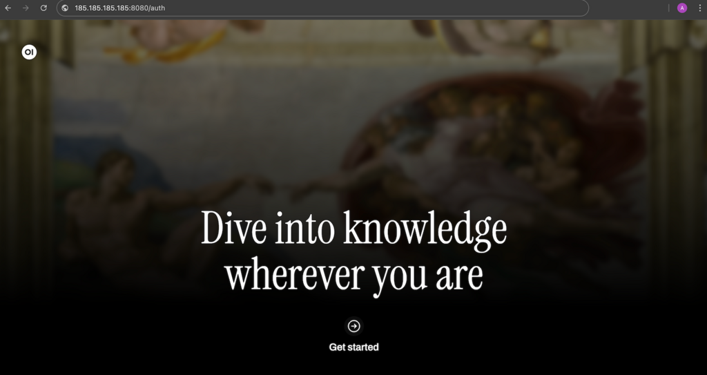 Página de bienvenida de Ollama